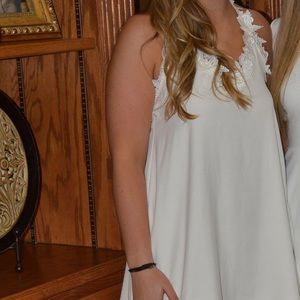 White halter backless shift dress